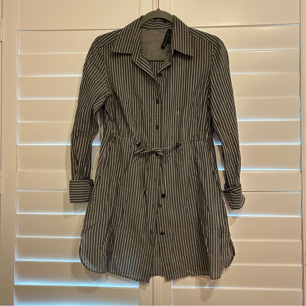 Lafayette 148 Pin Striped Tunic Top Grey Size XS